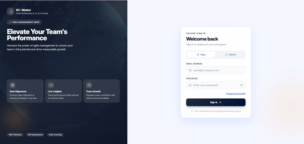 Secure sign-in — User & Admin roles